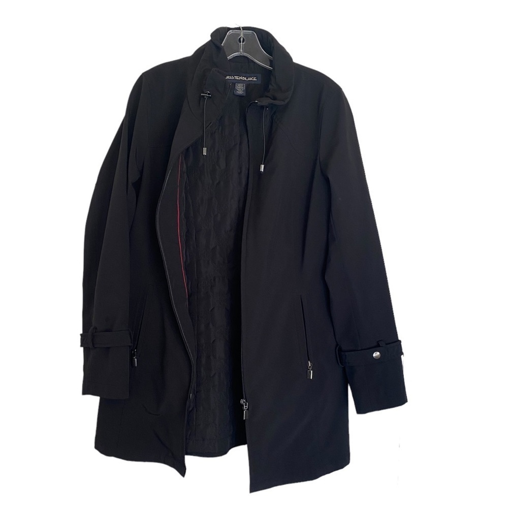 Kristen Blake Black Coat High Collar Zip Front Fall Winter Outerwear Women M HSH - Picture 3 of 16